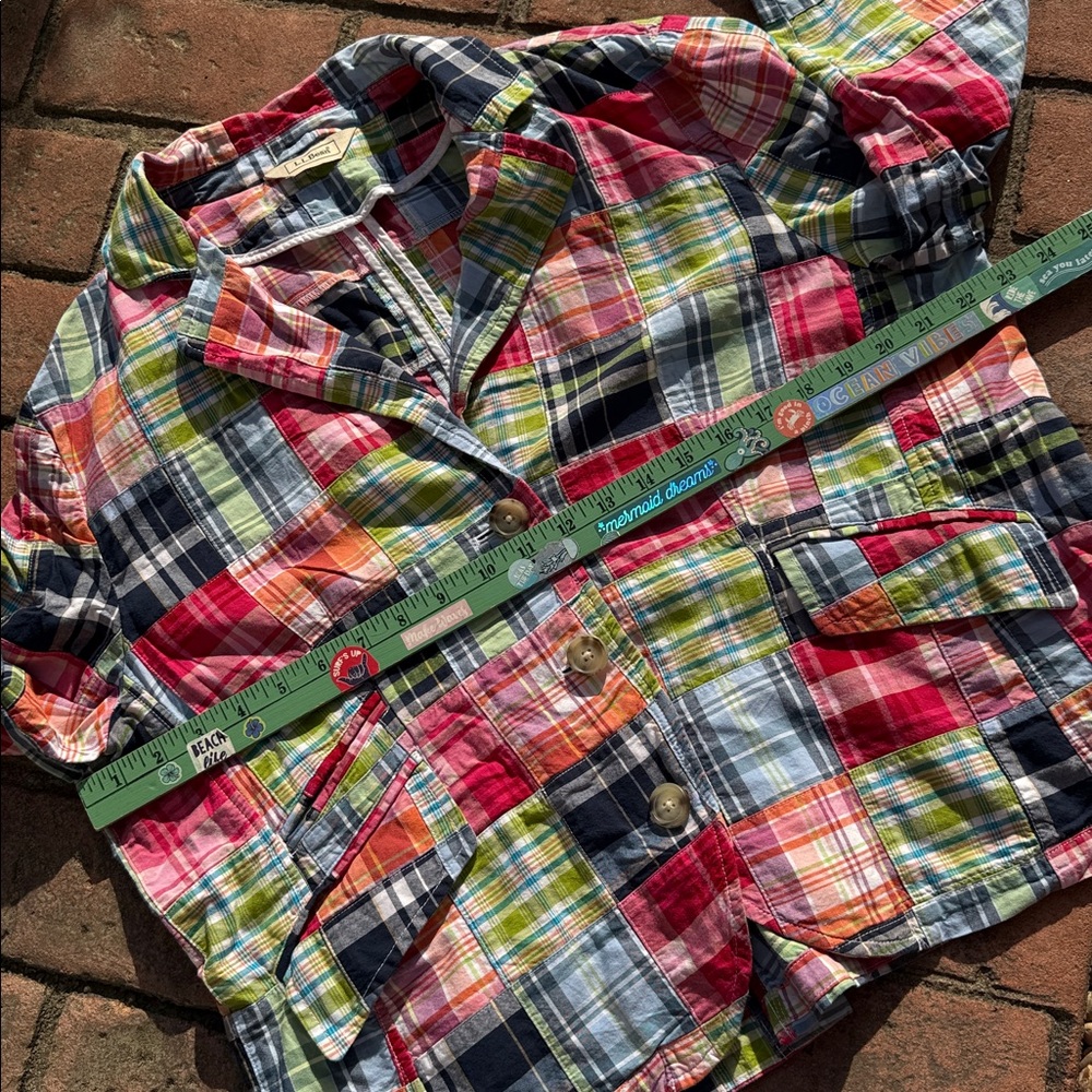 Patchwork Cottage Plaid Colorful Jacket Button Closure Women's 12 - 14 - Picture 7 of 16